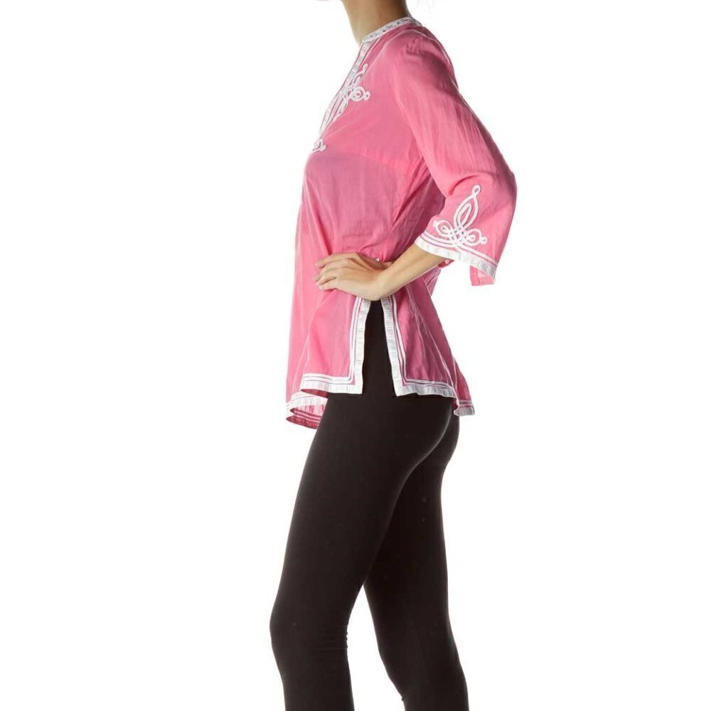 Trina Turk Pink White Detailed Tunic - Picture 3 of 3